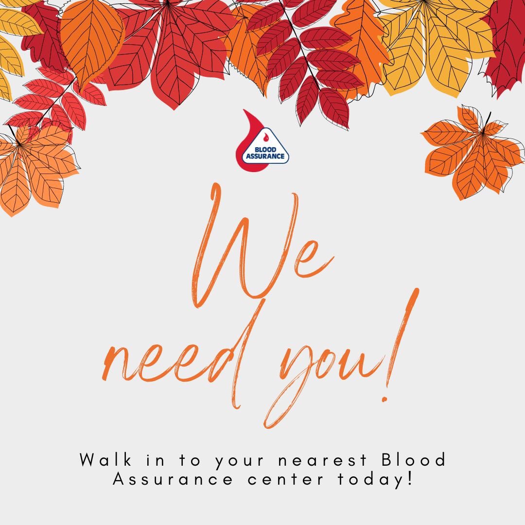 Due to fall break, our donor turnout has significantly decreased this week. Families, students and teachers have taken trips away and our donor chairs are empty. We need your help! Please walk in to your local Blood Assurance donor center and give. 🩸 📞 800-962-0628 #BALifesaver