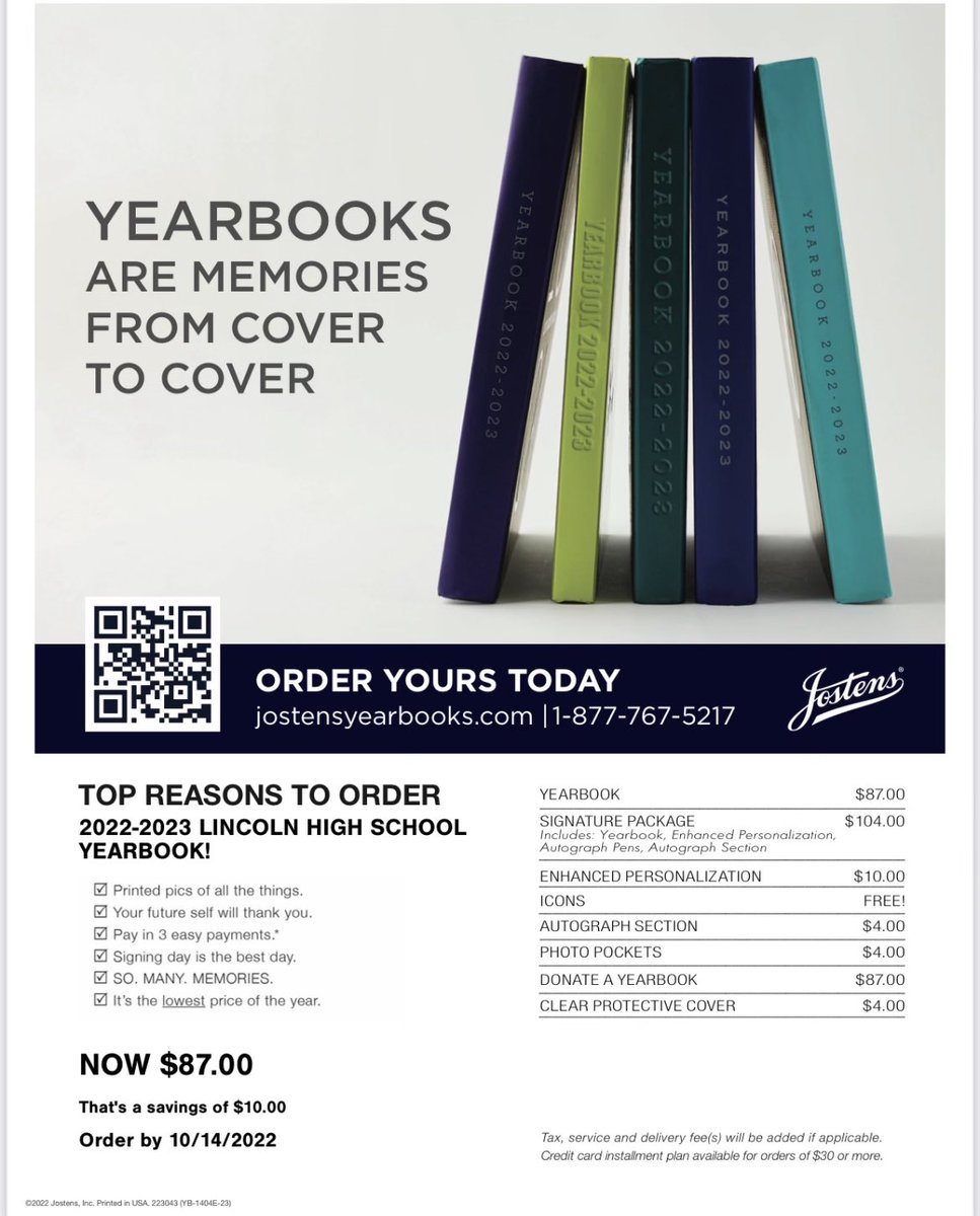 LHSRI_yearbook's tweet photo. LHS Seniors…order your yearbook by 10/14 and receive a free icon printed on the cover. Any yearbooks ordered this week add to Spirit Week points! https://t.co/Y6HRmQz9Io