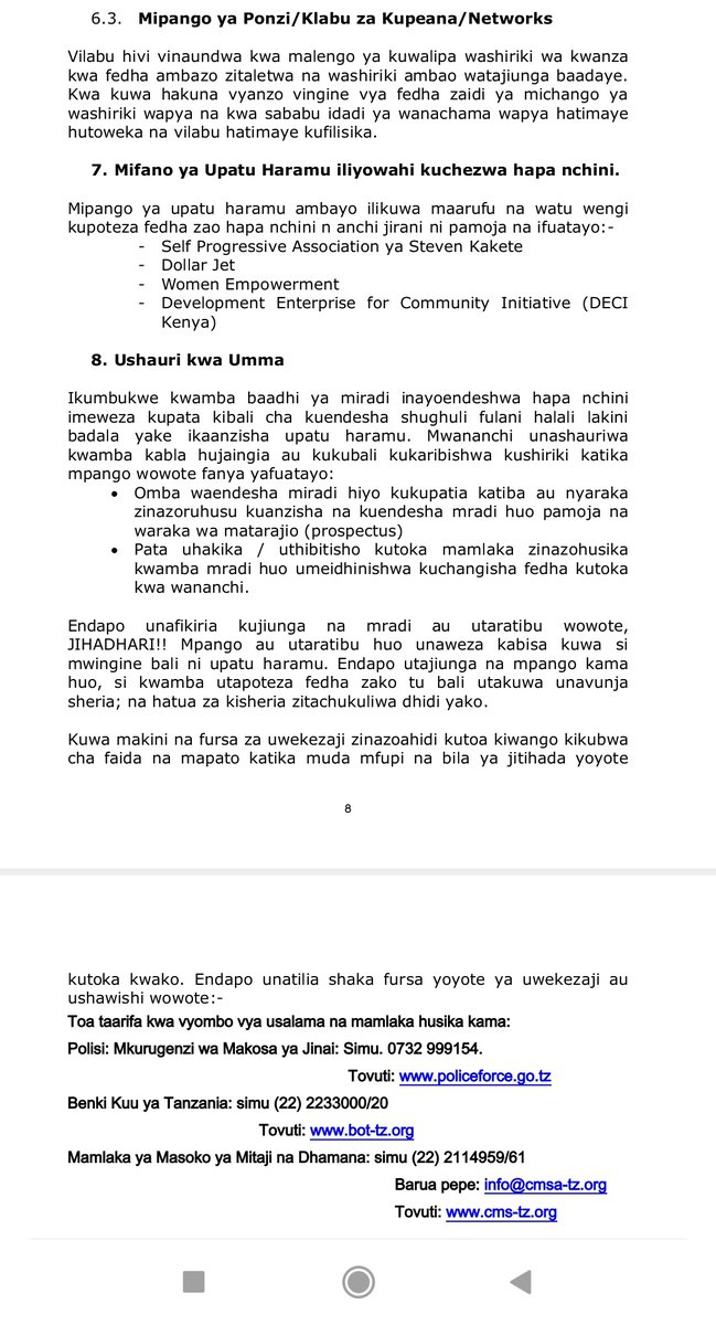 <a href="/MshauriSerikali/">Ideas Adviser 💡🇹🇿</a> <a href="/mwigulunchemba1/">Mwigulu Nchemba, PhD</a> <a href="/SuluhuSamia/">Samia Suluhu</a> <a href="/dr_mpango/">Dr. Philip Isdor Mpango</a> @TCRA_Tz <a href="/mofURT/">Ministry of Finance Tanzania</a> <a href="/hamdu_shaka/">Shaka Hamdu Shaka</a> <a href="/ikulumawasliano/">ikulu_Tanzania</a> <a href="/brela_tanzania/">BRELA Tanzania</a> <a href="/TRATanzania/">TRA Tanzania</a> @wizarahmth <a href="/KassimMajaliwa_/">Kassim Majaliwa Majaliwa</a> We jamaa itakuwa haujui Sheria za mambo ya upatu