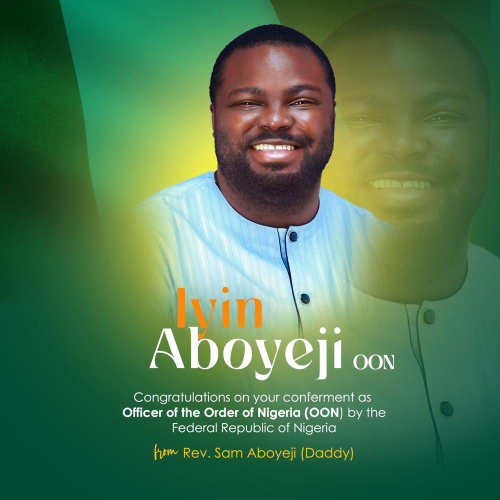 upperroomtemple's tweet photo. Congratulations Iyinoluwa Aboyeji, @iaboyeji 
On this pedestal that God has placed you as Officer of the Order of the Niger (OON) conferred by the Federal Republic of Nigeria, you will continue to shine His light for the world to see. 
We rejoice with you and celebrate you https://t.co/Ga26SZJSRJ