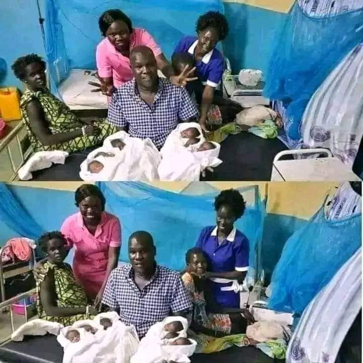 Hii ni Baraka ama ni zile ishara ya dunia kuisha. A man impregnated his two wives and they coincidentally gave birth on the same day, each having triplets (two girls and one boy each). Just happened today in Oyugis town.
