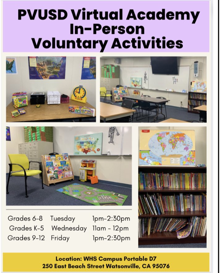 PrincipalPonzio's tweet photo. @pvusdvirtual is excited to offer voluntary K-8 in-person activities this week 📚 https://t.co/HkDi2vlBBv