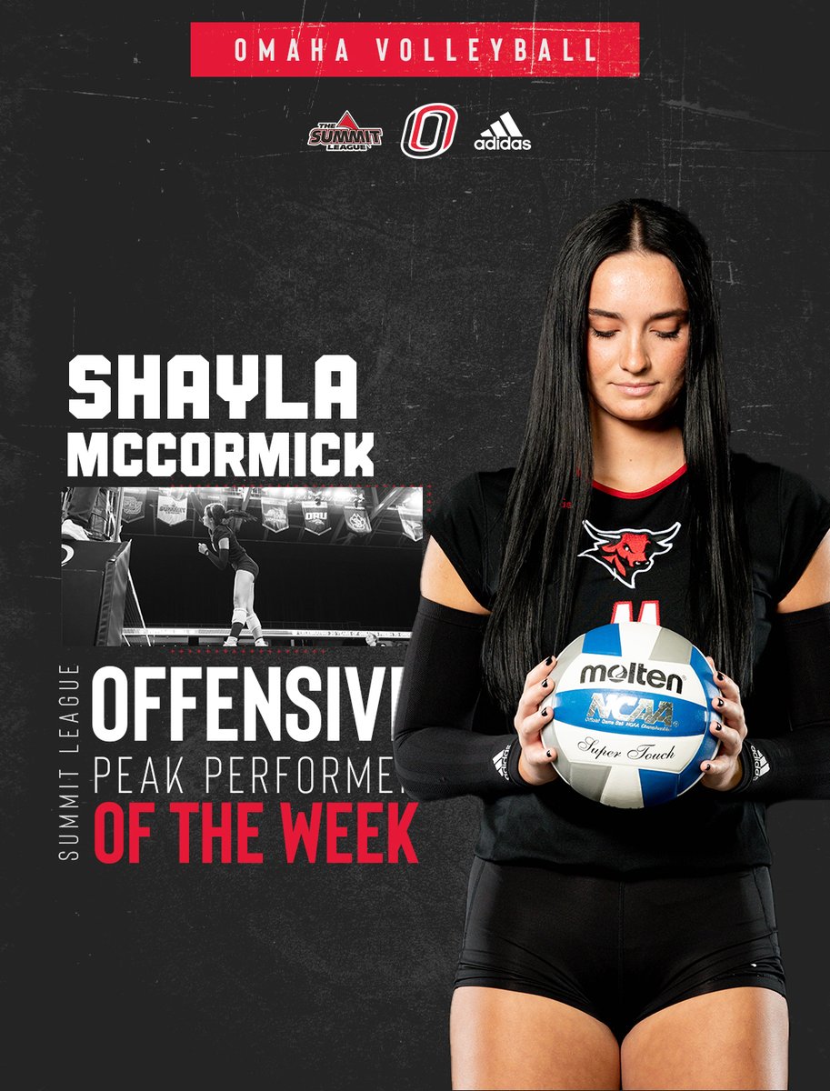 OmahaVB's tweet photo. ⚫🔴𝙊𝙁𝙁𝙀𝙉𝙎𝙄𝙑𝙀 𝙋𝙇𝘼𝙔𝙀𝙍 𝙊𝙁 𝙏𝙃𝙀 𝙒𝙀𝙀𝙆🔴⚫️ 

With a team-high 39 kills last week, Shayla McCormick has earned her first career TicketSmarter Summit League Offensive Peak Performer of the Week honor 🥳 

📰 https://t.co/MKZslZOUxY 

#EveryoneForOmaha | #OmahaVB https://t.co/CKjS0AUFcF