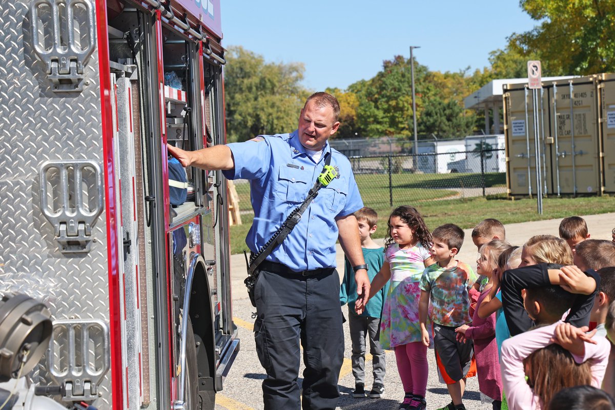 Jared Dewitt, a 2019 JPS graduate, has been visiting our schools this month with the Georgetown Twp Fire Dept. to teach fire safety! Last week he reconnected with his kindergarten teacher, Sarah Overkleeft, while speaking at Bauerwood El. Thank you Jared &amp; Georgetown FD!