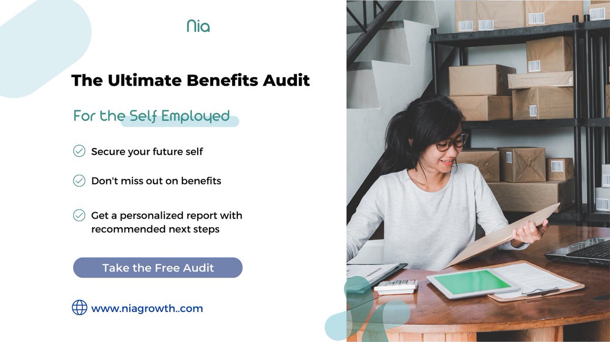 Are you self-employed or work with people who are freelancers, contractors, gig workers, or solopreneurs?  Nia has just launched the ultimate benefits checklist. Take the audit today at niagrowth.com #selfemployed #freelancers #solopreneur #1099 #financialfreedom