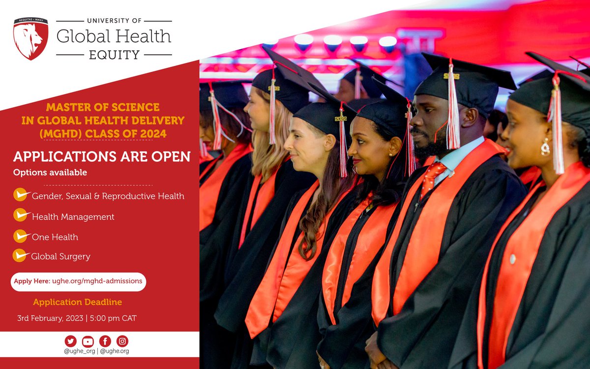 Applications now open for <a href="/ughe_org/">University of Global Health Equity</a>'s #MGHD program! 

The choose is yours, this is where students are empowered with the skills &amp; knowledge to address our world's most pressing challenges 

more: ughe.org/mghd-one-healt…
apply: ughe.org/mghd-admissions pic.x.com/z8m53SEwad