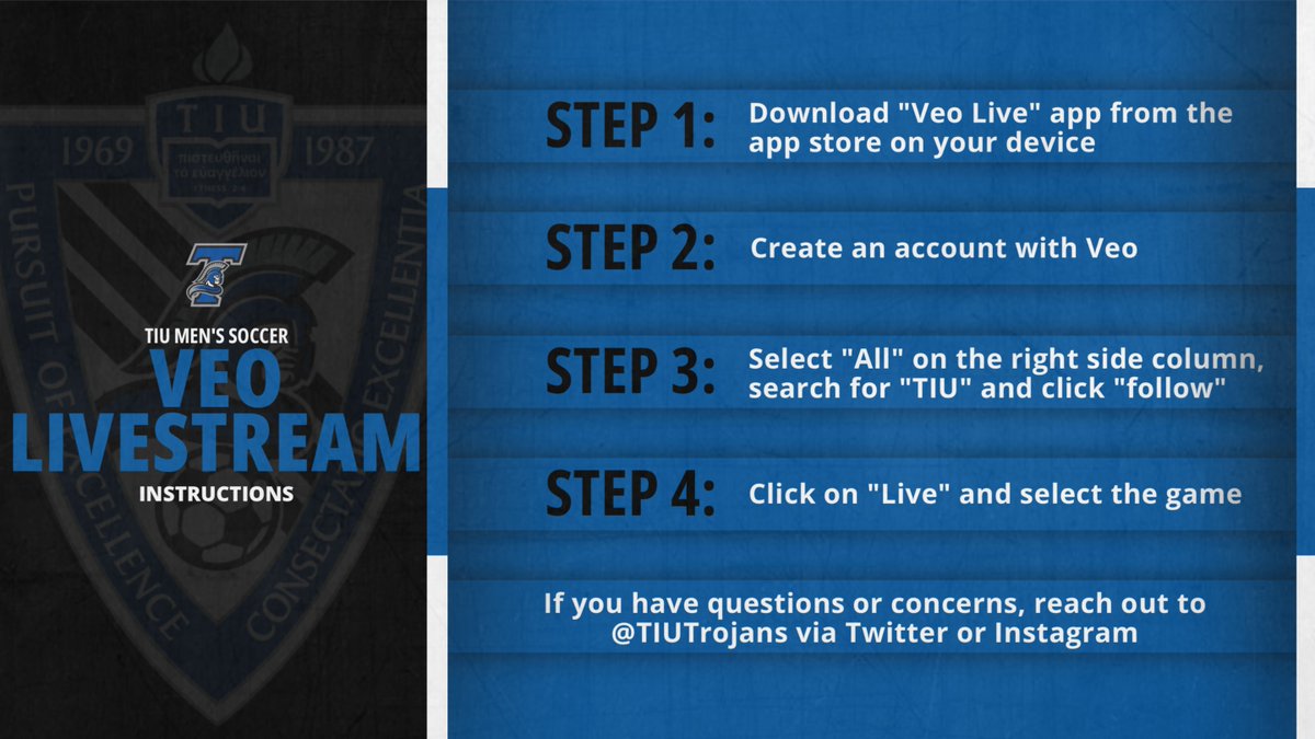 Due to the weather forecast, we will be unable to live stream our game by usual means. Please follow the instructions to access the team Veo livestream. Unfortunately, Veo is only available via an app, not on a desktop browser.

@TIUTrojans