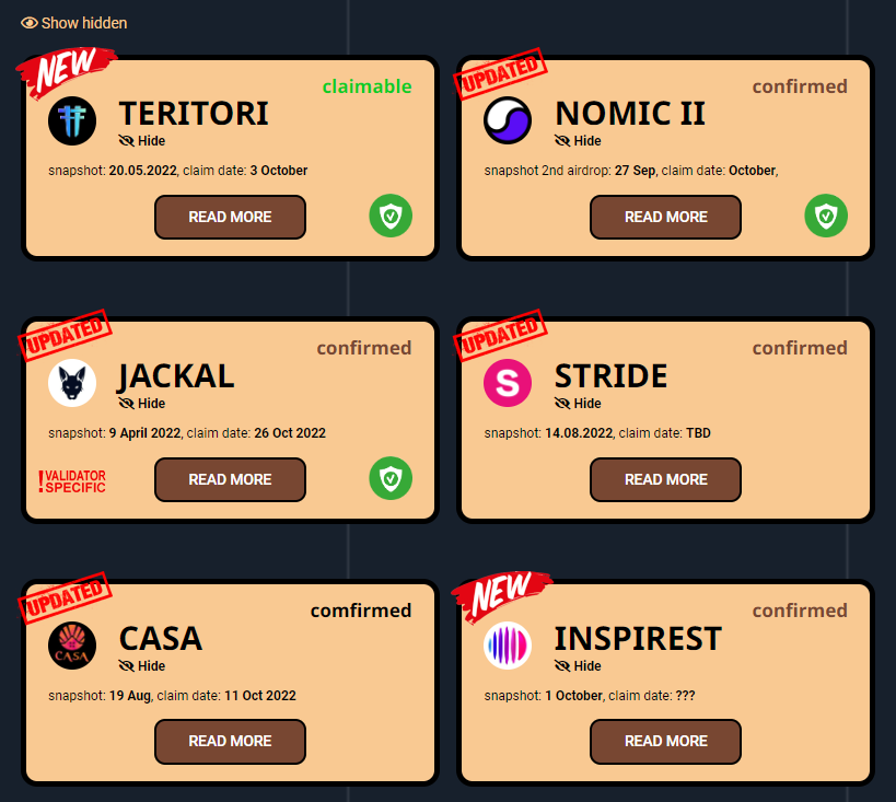 Cosmos Pug (@cosmospug) on Twitter photo Airdrop Update:
👉 $TORI airdrop for holders NFT <a href="/HuaHuaPunks/">HuaHuaPunks</a> 📸 15 October
👉 $CASA claimable in few hours
👉 Jackal, Inspirest & Stride 🔜
👉 <a href="/nomicbtc/">Nomic</a> by 2nd 🪂 supporting #cosmos chains to increase the decentralization💪
Thanks all our delegators on <a href="/TeritoriNetwork/">Teritori ⛩️</a> ❤️ Airdrop Update:
👉 $TORI airdrop for holders NFT <a href="/HuaHuaPunks/">HuaHuaPunks</a> 📸 15 October
👉 $CASA claimable in few hours
👉 Jackal, Inspirest & Stride 🔜
👉 <a href="/nomicbtc/">Nomic</a> by 2nd 🪂 supporting #cosmos chains to increase the decentralization💪
Thanks all our delegators on <a href="/TeritoriNetwork/">Teritori ⛩️</a> ❤️