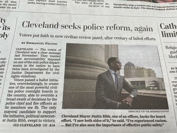 SylviaBurwell's tweet image. Did you catch the front page of today’s @washingtonpost? So proud of @AmericanUalum @MayorBibb, a true #changemaker who is working hard for Cleveland -- his hometown. Mayor Bibb was recently honored as one of @AmericanU’s 2022 #EbonyEagles #AUChangeCantWait