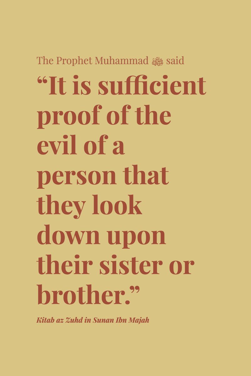 AbdelRahmanM's tweet photo. When the Prophet Muhammad ﷺ was defining arrogance, he said that from the things that make a heart filed with arrogance is that the arrogant heart looks down on people. https://t.co/AnErxzg0we