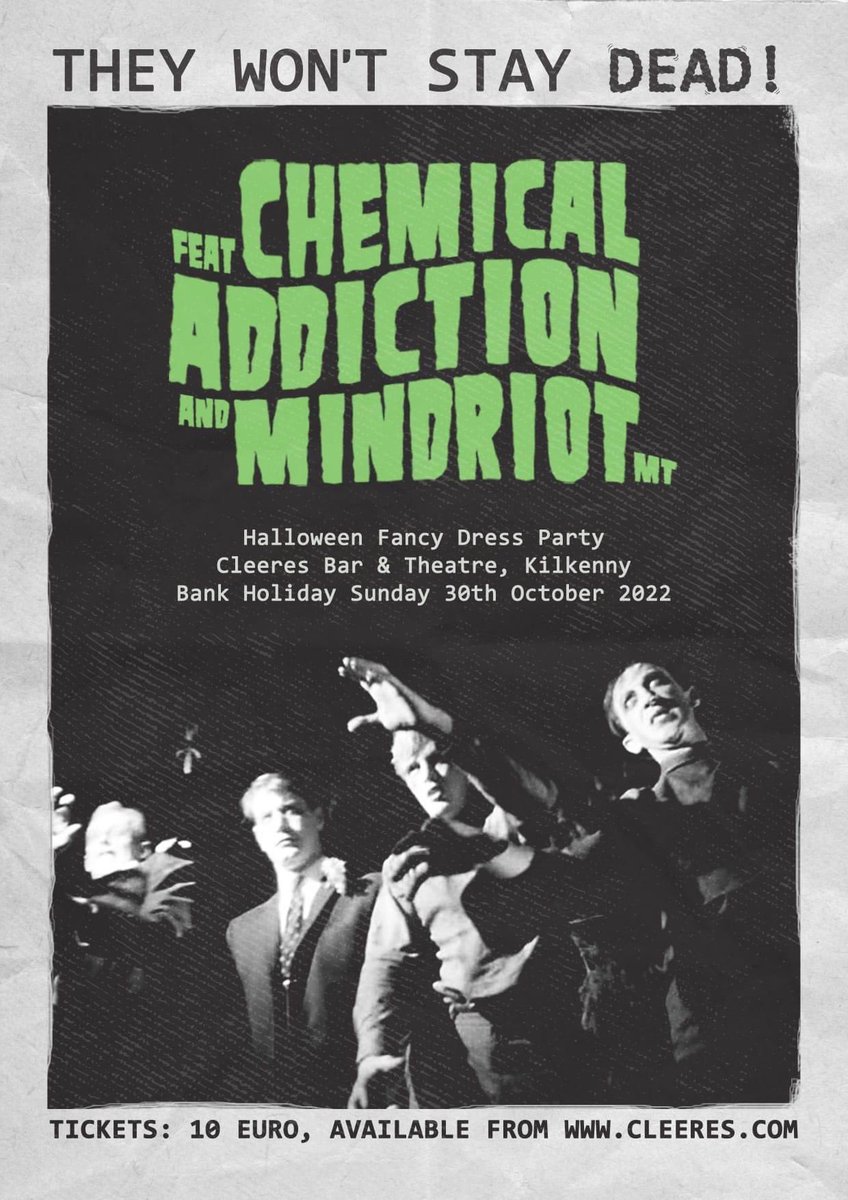 MINDRIOTmt (@mindriotmt) on Twitter photo Our next gig is going to be a cracker!! Oct 30th in <a href="/Cleereskilkenny/">Cleerestheatre</a> . We open the party for our buddies <a href="/Addictionkk/">Chemical Addiction</a>
Tickets running low so get on it before they are gone.
Tickets ⬇️
cleeres.com/product/chemic…
#livemusic #rock #altmetal #guitar #bass #drums #singer #ireland Our next gig is going to be a cracker!! Oct 30th in <a href="/Cleereskilkenny/">Cleerestheatre</a> . We open the party for our buddies <a href="/Addictionkk/">Chemical Addiction</a>
Tickets running low so get on it before they are gone.
Tickets ⬇️
cleeres.com/product/chemic…
#livemusic #rock #altmetal #guitar #bass #drums #singer #ireland
