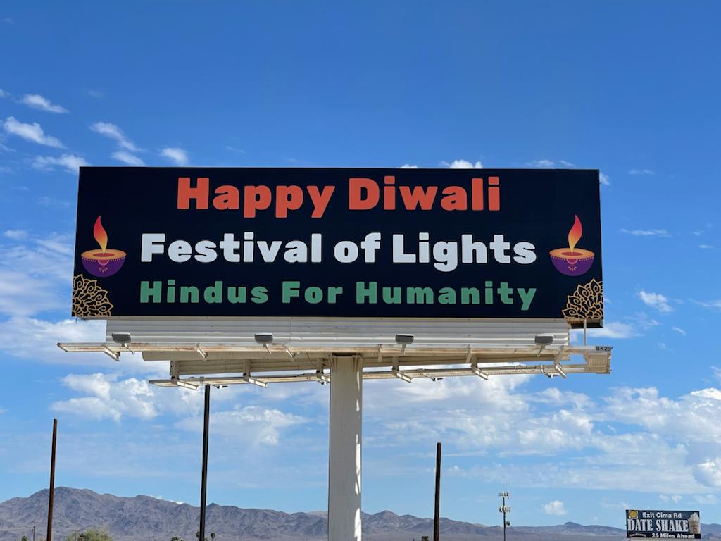 Americanhindu_'s tweet photo. Happy Diwali, Festival of Light Billboard is up at city of Baker on Hiway 15. (LA to Las Vegas freeway) 

HAPPY DIWALI Everyone ! https://t.co/Xvun8WoIQ2