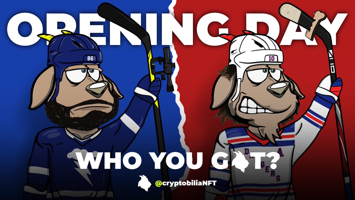 Cryptobilia Goats OFFICIAL (@cryptobilianft) on Twitter photo OPENING DAY ๐
Battle Royale round 2 ๐
WHO YOU GOT? โ
<a href="/TBLightning/">Tampa Bay Lightning</a> <a href="/NYRangers/">New York Rangers</a> OPENING DAY ๐
Battle Royale round 2 ๐
WHO YOU GOT? โ
<a href="/TBLightning/">Tampa Bay Lightning</a> <a href="/NYRangers/">New York Rangers</a>