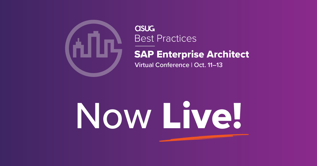 ASUG_SAPEAM's tweet photo. Streaming now: #ASUG Best Practices: #SAP Enterprise Architect. Follow the link in your email to join us live! #TransformYourEnterprise https://t.co/4k1JGvRh2G