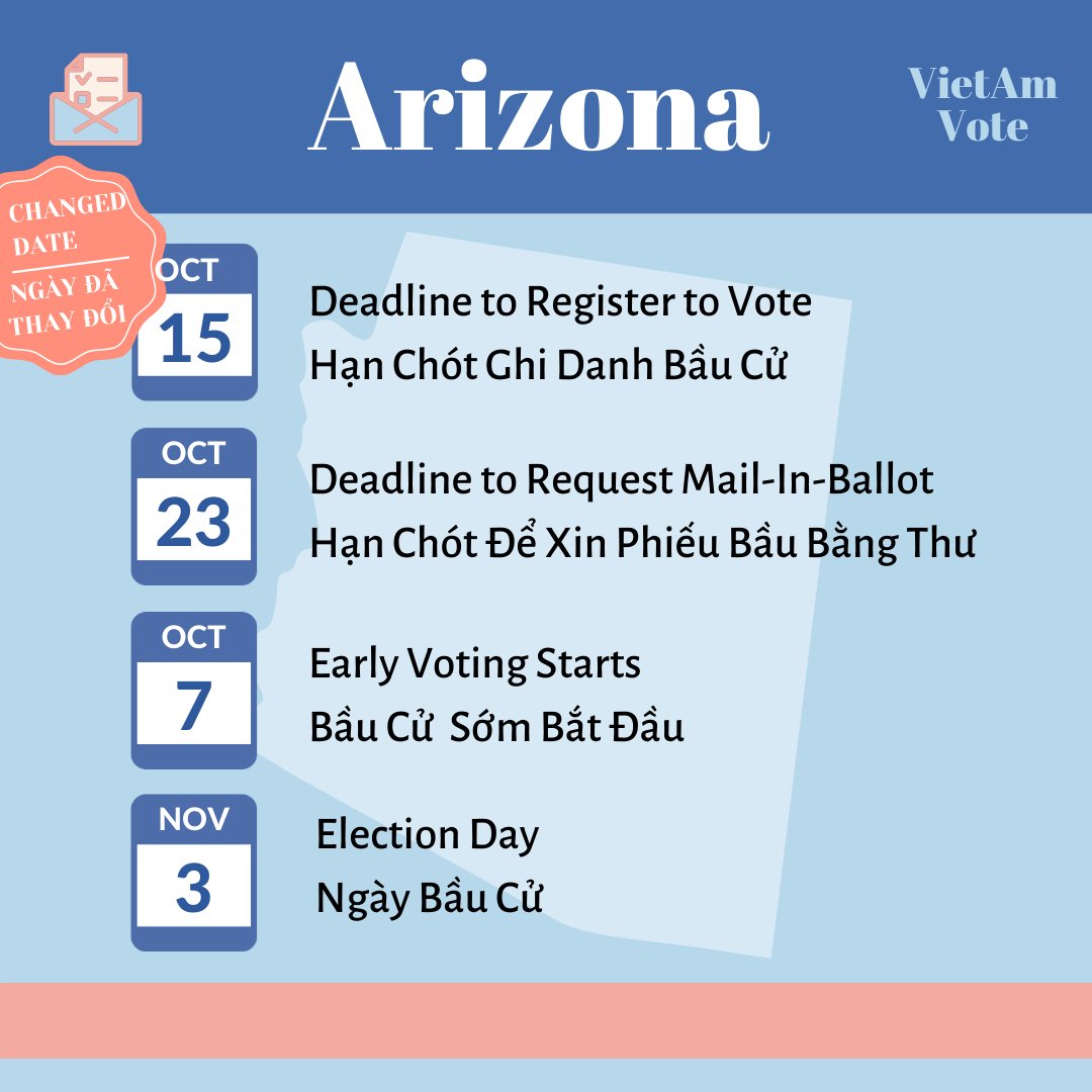 VietAmVote's tweet photo. State Registration Deadlines are coming up! #vietamvote #midterms2022 #getoutthevote https://t.co/vFM4ZTikUW