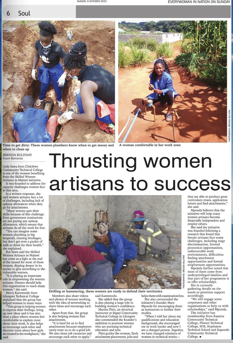 Skilled Women Artisans in Malawi (@womenartisansmw) on Twitter photo âOur time is nowâour rights, our future.â Celebrating #IDG2022 with so much pride with the work the <a href="/womenartisansmw/">Skilled Women Artisans in Malawi</a> are doing. The ladies are pushing boundaries & breaking barriers in a manâs world. Thank you <a href="/NationOnlineMw/">NationOnline</a> for sharing their stories. âOur time is nowâour rights, our future.â Celebrating #IDG2022 with so much pride with the work the <a href="/womenartisansmw/">Skilled Women Artisans in Malawi</a> are doing. The ladies are pushing boundaries & breaking barriers in a manâs world. Thank you <a href="/NationOnlineMw/">NationOnline</a> for sharing their stories.