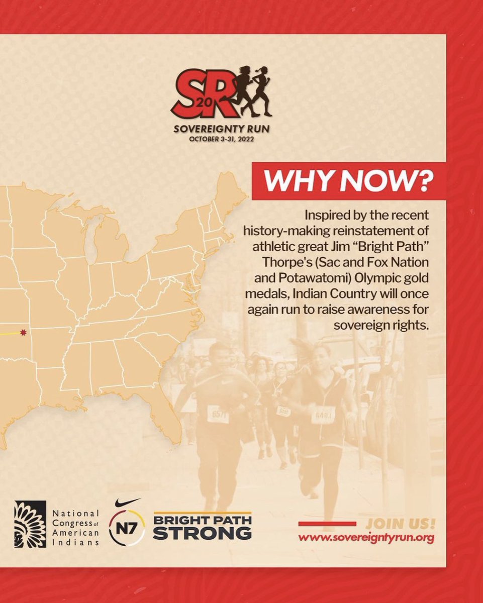 TheNativeRunner's tweet photo. 2022 Sovereignty Run! From Talequah, OK to Sacremento, CA for @NCAI1944 79th Annual Convention. Support the effort and get runners to CA. Donate here: https://t.co/xuAKkP48oR https://t.co/nfTi34BqA6