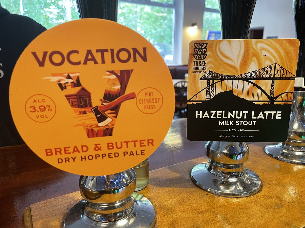 New on the bar today Bread and Butter from <a href="/vocation/">vocation</a> and hazelnut Latte milk stout <a href="/ThreeBrewing/">ThreeBrothersBrewing</a> worlds apart but both so good 🍻