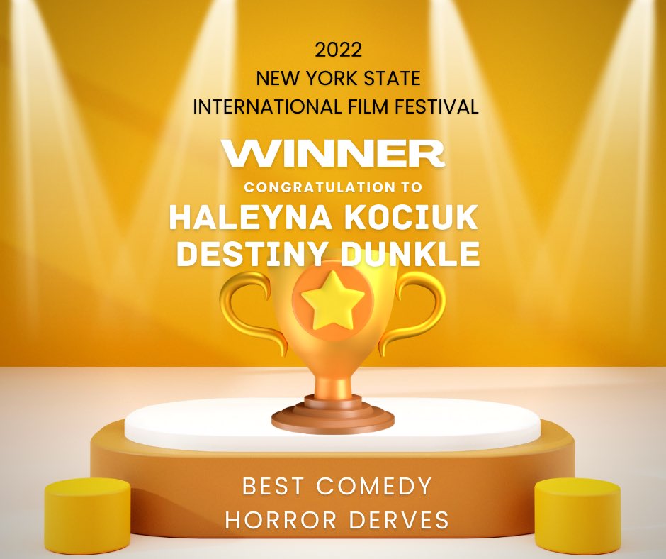 NYSIFILMFEST's tweet photo. Best Comedy “Horror Derves: What doesn’t kill you makes you stranger” #nysiff #shortfilmfestival #comedyshortfilm #filmmaker #awardwinning https://t.co/JOi9UmLJs0
