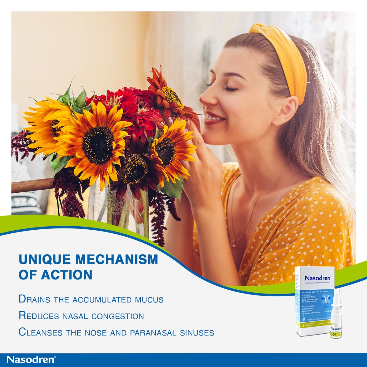 Nasodren's tweet photo. The olfactory nerves (the ones that detect #odours) are at the top of the nose. When there is an infectious process, the nasal mucosa becomes inflamed and a lot of mucus is produced.
Nasodren® drains the accumulated mucus caused by #sinusitis.
https://t.co/DAFaiEzwQe https://t.co/l5RDSORmeR