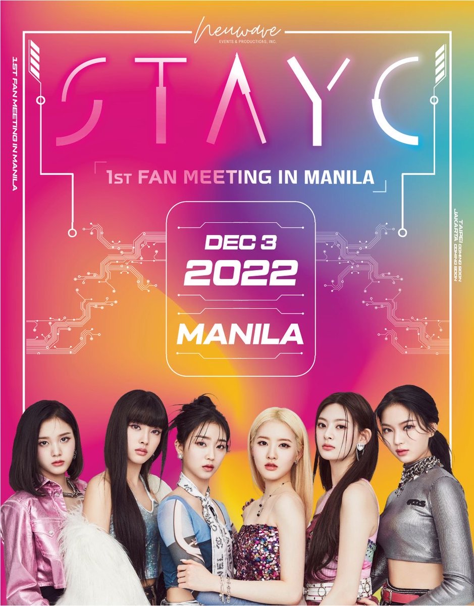 SWITHs, are you ready to fall in love? 

Let's all fall in love with <a href="/STAYC_official/">STAYC(스테이씨)</a> as they fly to Manila for their FIRST FAN MEETING! Catch them live on December 3, 2022. Don't miss the chance to meet STAYC up close. 💛
#STAYCinManila #Neuwaveevent