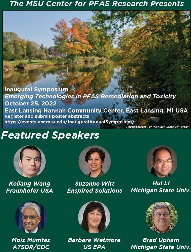 The Inaugural Annual Symposium is TWO WEEKS away! Non-Students $50/Students $10. To learn more and to register, visit canr.msu.edu/pfas-research/… 

#PFAS #spartanswill