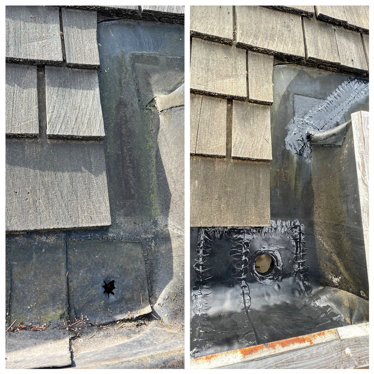 RMJPropertyS's tweet photo. Are you prepared for the rainy season? Upgrading your hidden gutter membrane is essential for drainage and preserving the lifespan of your fascia and sub-fascia. Here we have a basic 1-3/4” to 3” drain enlargement and resealing of both EPDM corner seams.#hiddengutters https://t.co/nJd03z0T80