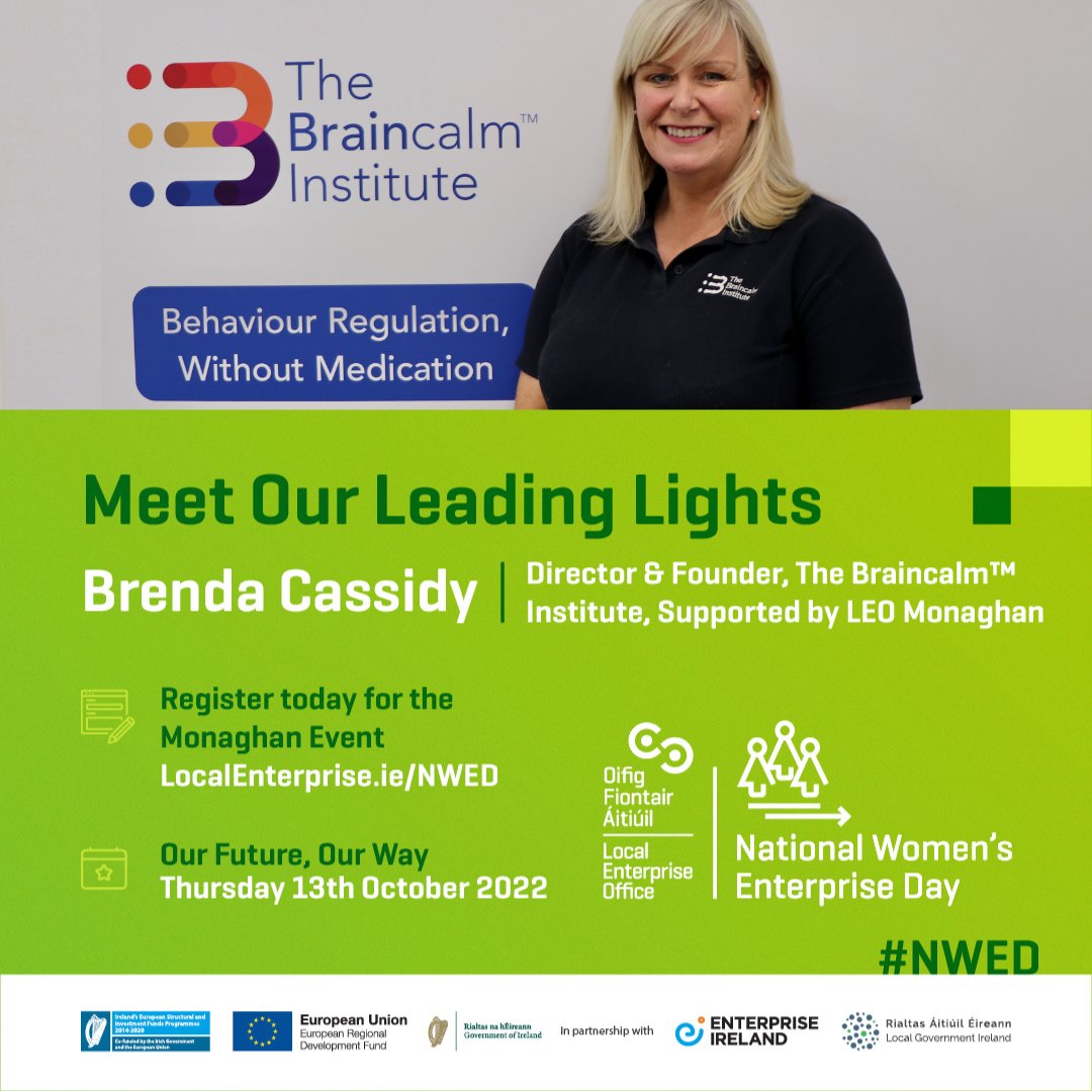 LEO Monaghan (@monaghanleo) on Twitter photo Our “Leading Light” for National Women’s Enterprise Day – <a href="/brendaKcassidy/">Brenda Cassidy OT, Director of the Braincalm Insti</a> , director of The Braincalm Institute. As an Occupational Therapist with dyspraxia, she will speak on how she built Braincalm Physical for her own children.
Hear Brenda’s story at: bit.ly/NWEDMN22 Our “Leading Light” for National Women’s Enterprise Day – <a href="/brendaKcassidy/">Brenda Cassidy OT, Director of the Braincalm Insti</a> , director of The Braincalm Institute. As an Occupational Therapist with dyspraxia, she will speak on how she built Braincalm Physical for her own children.
Hear Brenda’s story at: bit.ly/NWEDMN22