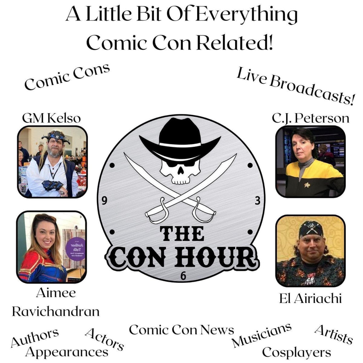 authoress_cj's tweet photo. TODAY at 11:10AM CT, it’s your weekly dose of @TheConHour! #fun
#dontmissit
#livebroadcast:
#Youtube - https://t.co/if4Uor5Gyi
#audio - https://t.co/ZL163nayQo
#podcast #podcastshow #live #theconhour #youtubechannel #Spotify #fun #iHeartRadio #amazonmusic #dontmissout #comiccon https://t.co/uuK2Sz3SmD