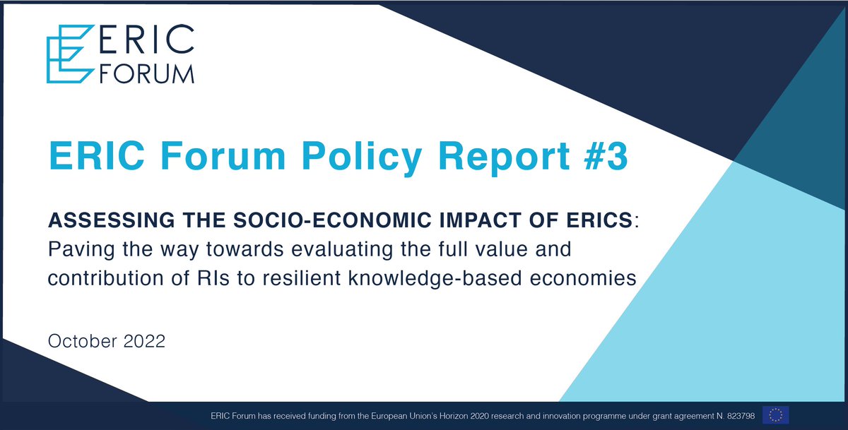 The 3rd ERIC Forum Policy report assessing ERICs’Socio-Economic Impact is OUT! It aims to pave the way to evaluating RIs‘full value & contribution to resilient knowledge-based economies. It includes survey results on SEI evaluation practices & case studies>bit.ly/3Cowc8z