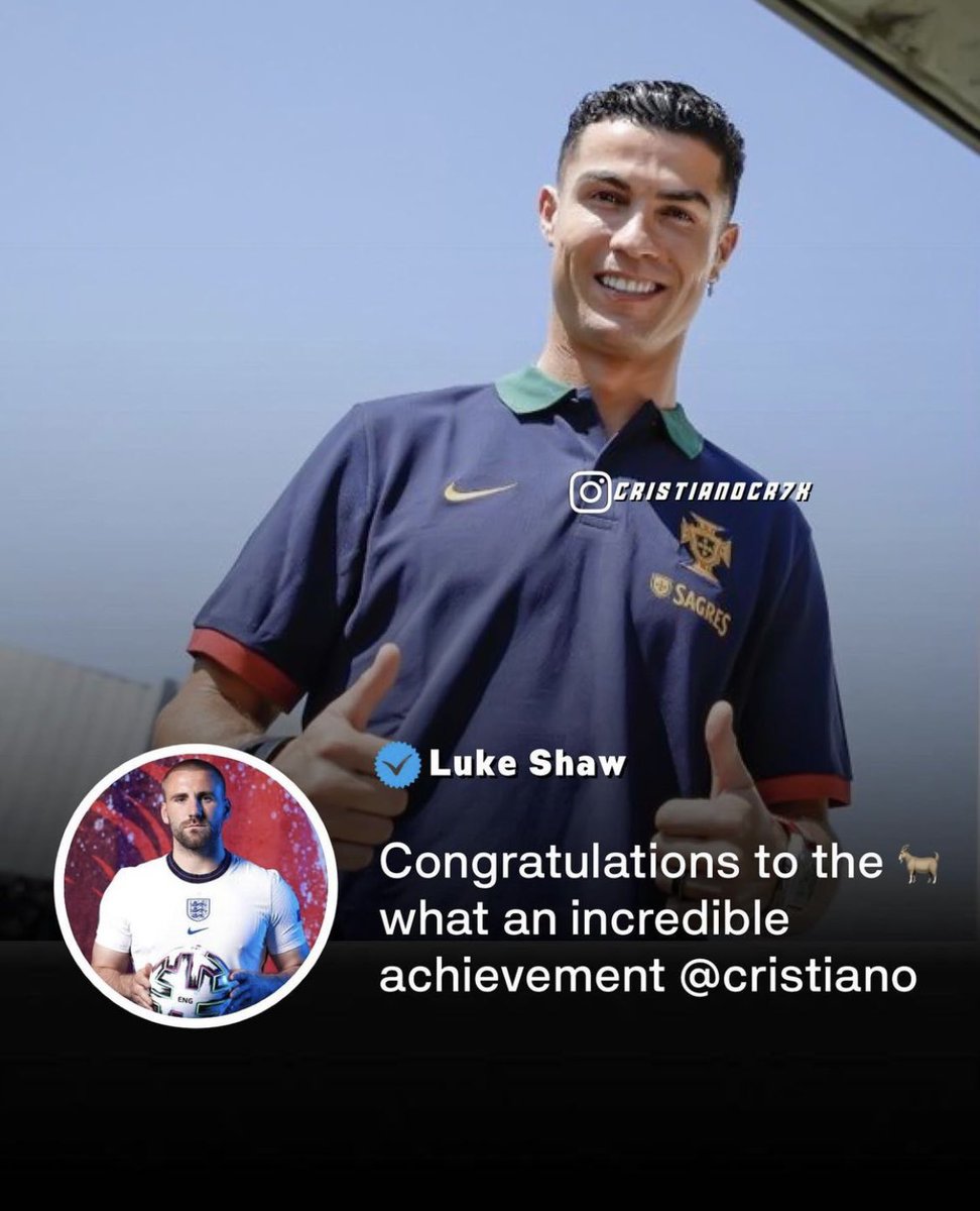 FrankKhalidUK's tweet photo. Luke Shaw congratulating Cristiano Ronaldo on reaching 700 goals. https://t.co/okAaxQUTJl