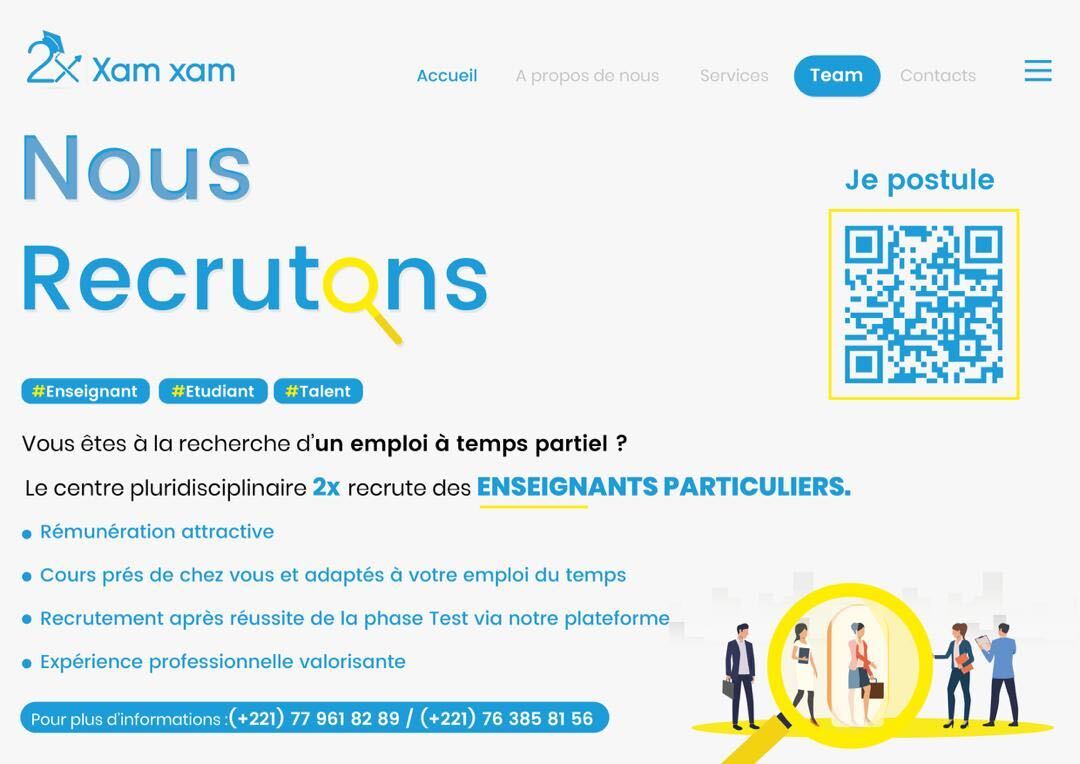 2x_xamxam's tweet image. APPEL A CANDIDATURE [ #xamxam2x recrute des enseignants à temps partiel ]
🚨🚨🚨Vous-êtes Etudiant (e) , à la recherche d&apos;un emploi , Enseignant (e) titulaire ou tout simplement doté d&apos;une expérience pédagogique ? 
✅⚡Postulez des maintenant👉 buff.ly/3TcJ0pj