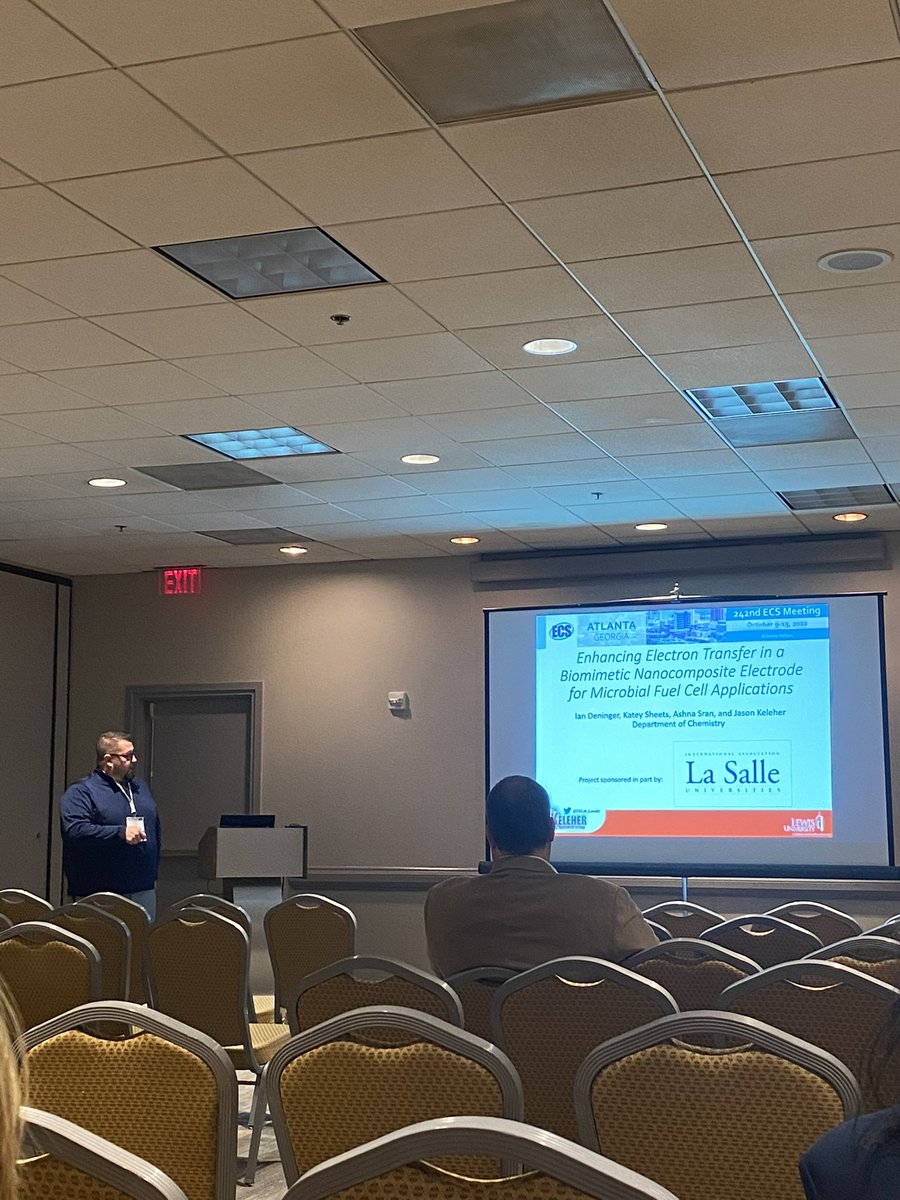 DKLab_LewisU's tweet photo. ECS Atlanta Day 2!! Excited to see JK share our work on MFCs @ECSorg @LewisUniversity #FreeTheScience https://t.co/0ko45srFfC