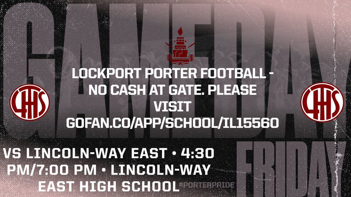 Lockport Athletics (@lthsathletics) on Twitter photo Reminder this Friday Sophs 4:30/Var 7PM @LWE. No cash will be accepted at the gate. Please visit gofan.co/app/school/IL1⦠for tickets! <a href="/ltownporters/">L-TOWN</a> <a href="/LTHSfootball/">Lockport Football</a> <a href="/LockportFootba1/">Porter Parent Football Association</a> Reminder this Friday Sophs 4:30/Var 7PM @LWE. No cash will be accepted at the gate. Please visit gofan.co/app/school/IL1⦠for tickets! <a href="/ltownporters/">L-TOWN</a> <a href="/LTHSfootball/">Lockport Football</a> <a href="/LockportFootba1/">Porter Parent Football Association</a>