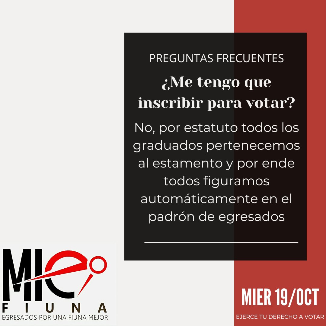 Arrancamos la jornada con las preguntas frecuentes ⁉️
Enterate de todo en este post!
Si aún así te quedan algunas preguntas, no dudes en contactarnos, estamos con todas las ganas para servirte ☺️

El miércoles 19-Oct, votá #MIE
