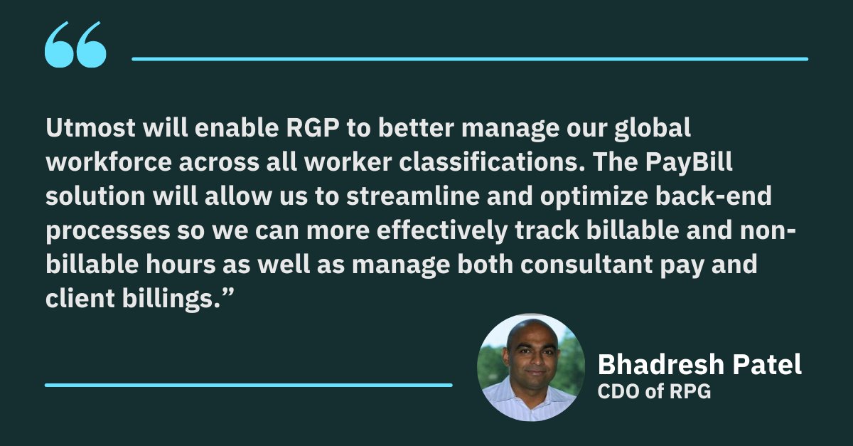 In Professional and Business Services (PBS), your people are your supply chain. They require a system that can facilitate time and expense entries, track rate, skills, and engagement history. 

At Utmost, we’re doing that with Utmost PayBill.

Learn more: hubs.ly/Q01p21yj0