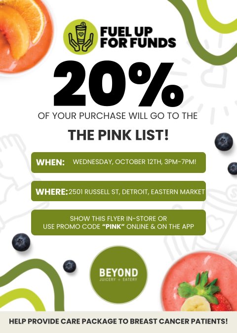 __YessBree's tweet photo. Tomorrow, order from Beyond Juice in Eastern Market! You can order in store, online, or their app. Use promo code PINK to support @_ThePinkList https://t.co/B19Ru6JeXN