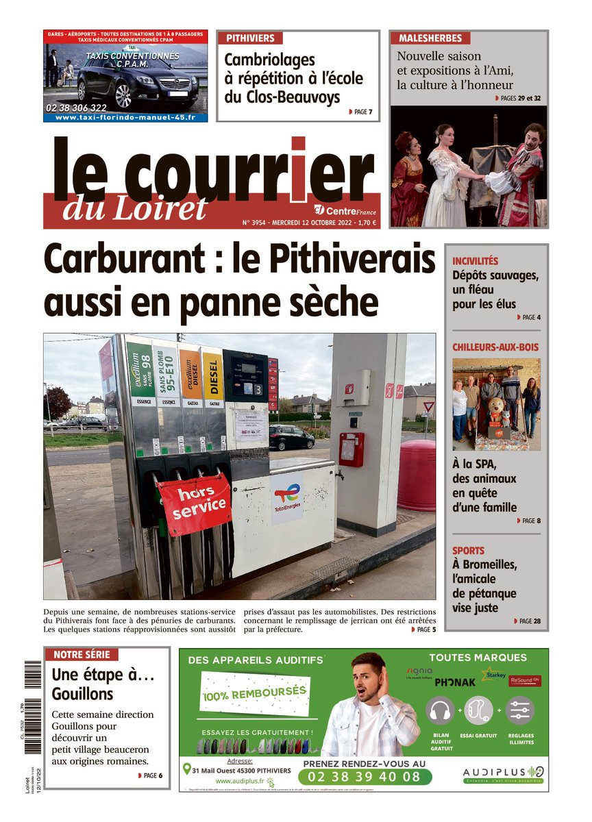 🔴À la Une cette semaine du <a href="/courrier_loiret/">Le Courrier du Loiret</a> :

Les stations-service du Pithiverais font face à des pénuries de carburants. Les stations réapprovisionnées sont aussitôt prises d’assaut pas les automobilistes.

Plus de détails dans l'édition de la semaine du Courrier du Loiret !🗞️