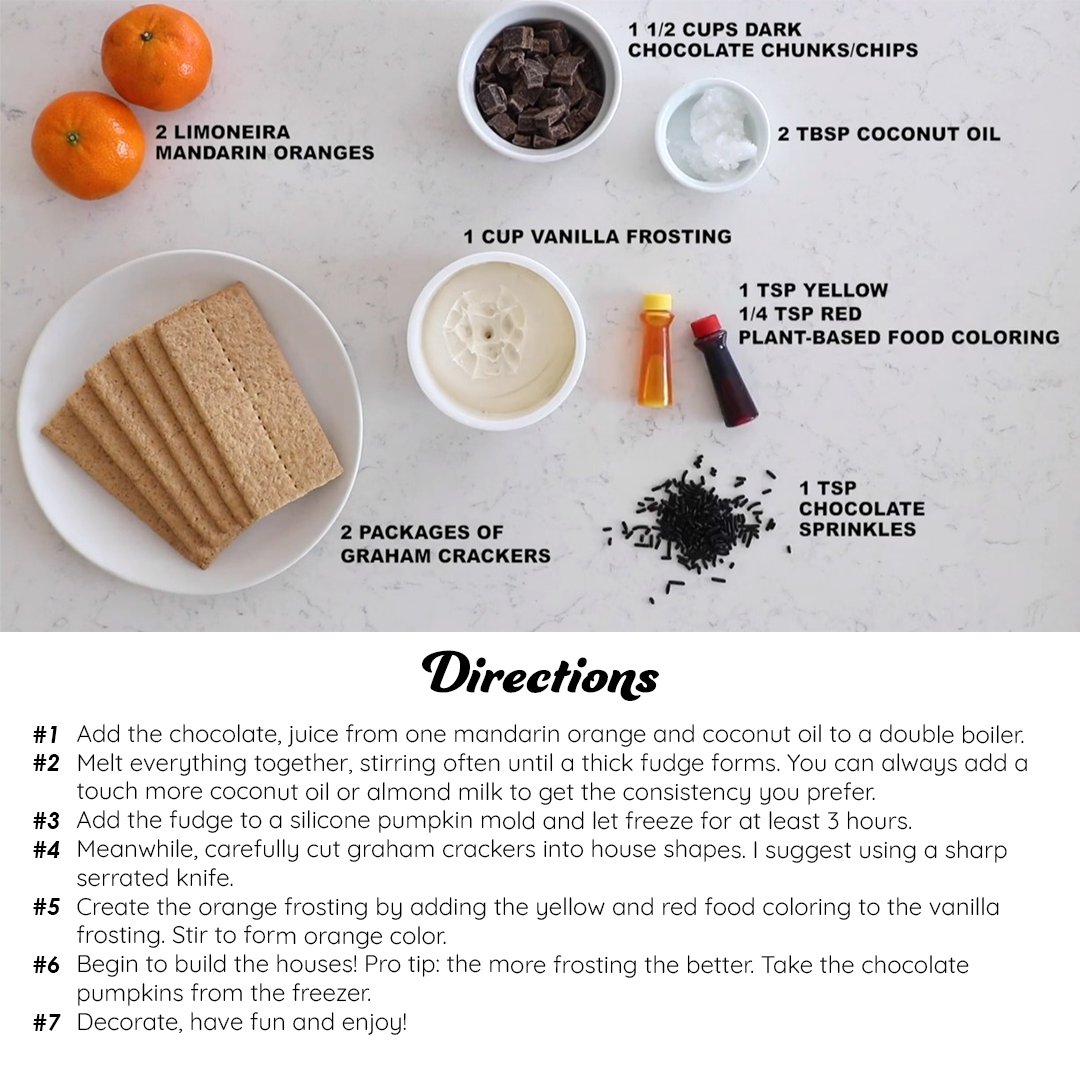 LimoneiraCo's tweet image. These Edible Haunted Houses are spooky, sweet and full of citrusy fun! Made with Chocolate Orange Pumpkins and sprinkled with orange zest they are a fun way to get in a festive, Fall mood! 

 #orange  #citrus #limoneira #sustainablefarming #halloween #homedelivery  #healthyrecipe