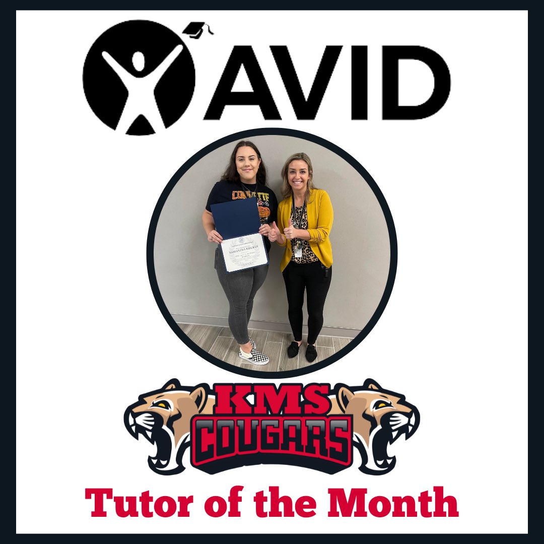 HumbleISD_KMS's tweet photo. Congratulations to Samantha R, our AVID Tutor of the Month for October! We are so grateful for the impact she is making on our Cougars' learning! #KMSCougarPride๐พ @AVID4College https://t.co/clJd5vowKp