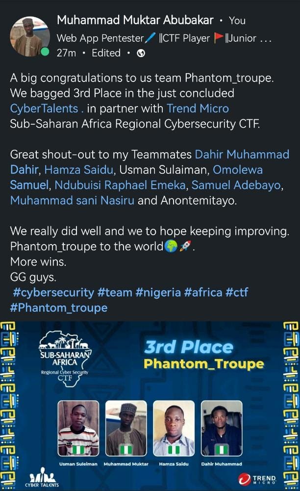 Alhamdulillah, another milestone.
Hacking Ethically👨‍💻🛡️🚩.