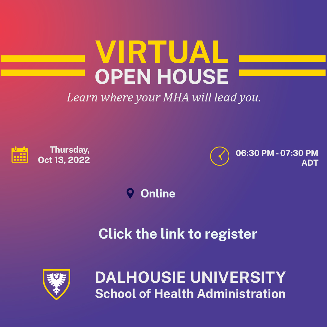 _dalsha's tweet photo. Come join us for the Virtual Open House. Learn about our 16-month CAHME Accredited MHA in Atlantic Canada. Make sure to register at https://t.co/ri4ZLVQfgr . See you on Oct 13, 2022.
#CAHME #AUPHA #dalhousieu #Atlantic #Canada #medical #management #administration #studyabroad https://t.co/QoknMwdySK