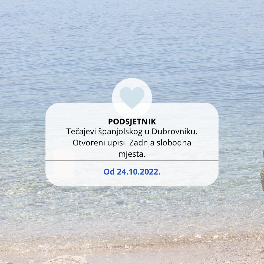 Para más información: spanishlinkgua.com/hr/nastava-uzi…
Si vives en Dubrovnik o cerca y estás interesado/a, rellena el siguiente formulario de registro: forms.gle/LyqiLiwXrAw1Px…
Contacto: info@spanishlinkgua.com