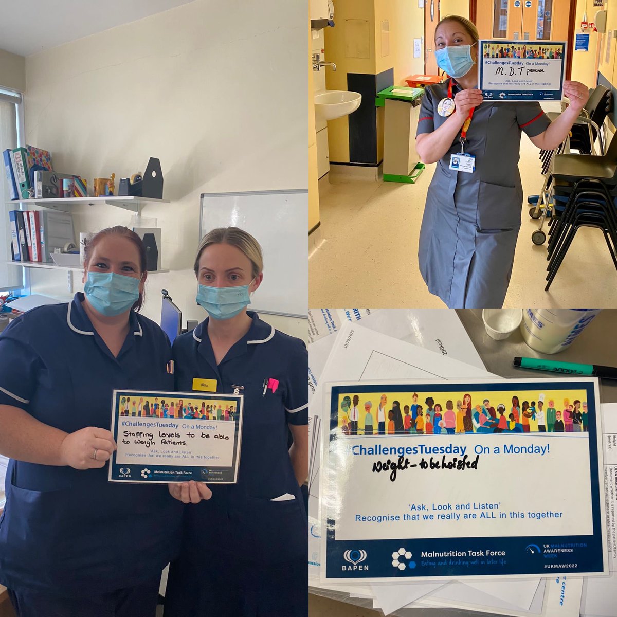 Malnutrition training focusing on some of our valued ward colleagues to understand their #challengestuesday for #UKMAW2022 🌈