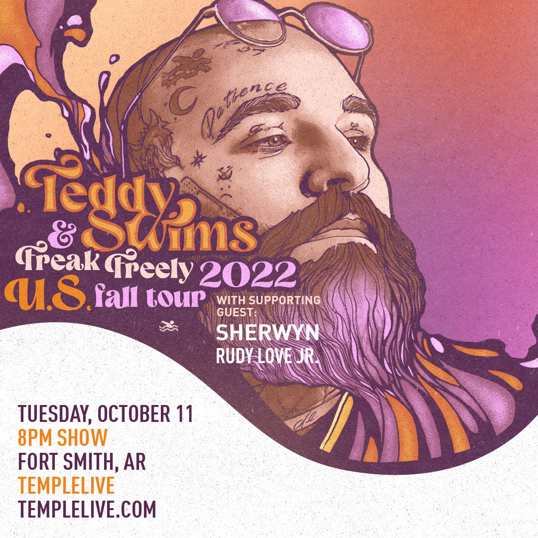 TempleLiveFSm's tweet photo. TONIGHT ❤️ @TeddySwims's "Freak Freely Tour" hits our stage w/ special guests @Shweezed and @RudyLoveJr! Doors: 7PM, Show: 8PM. Only a LIMITED number of tickets remain! Can't wait to share all the good vibes with you tonight, #FortSmith! 🤗

🎟: https://t.co/m6NOtKhAOF
