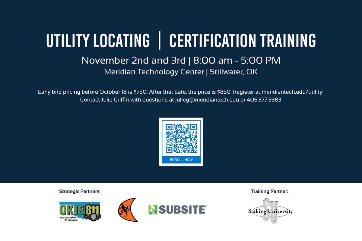OKIE_811's tweet photo. Don't miss out on the upcoming Utility Locating Certification Training on November 2-3 in Stillwater. For more information or to register go to https://t.co/olnBDBmTCl https://t.co/THRm73NFZJ