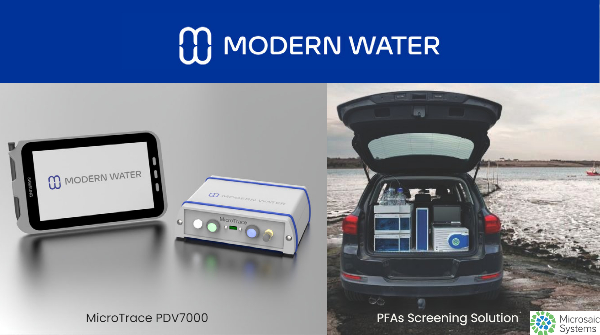 Stop by Booth 3253 at WEFTEC 2022 to get a sneak preview of Modern Water’s new MicroTrace PDV7000 trace metal analyzer and learn more about @Microsaic ’s innovative PFAs screening solution that can provide rapid, accurate and reliable results. #weftec2020 #tracemetal #PFAs