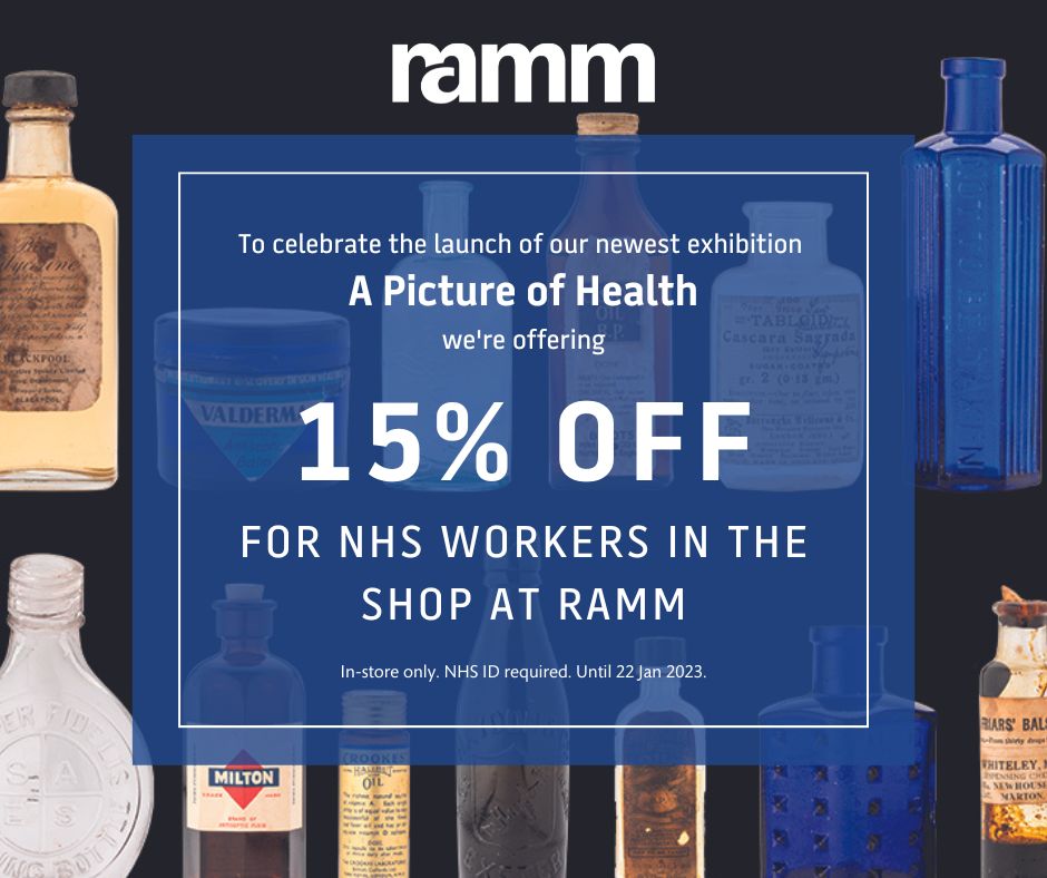 RAMMuseum's tweet photo. Calling all @NHSuk staff! Get 15% off in the Shop at RAMM until 22 Jan, to celebrate our newest exhibition #APictureOfHealth
You'll find beautiful gifts, books, cards, jewellery & toys, many locally sourced from Devon and South West craftspeople. Perfect for Christmas gifts! https://t.co/f6vlOmItFO