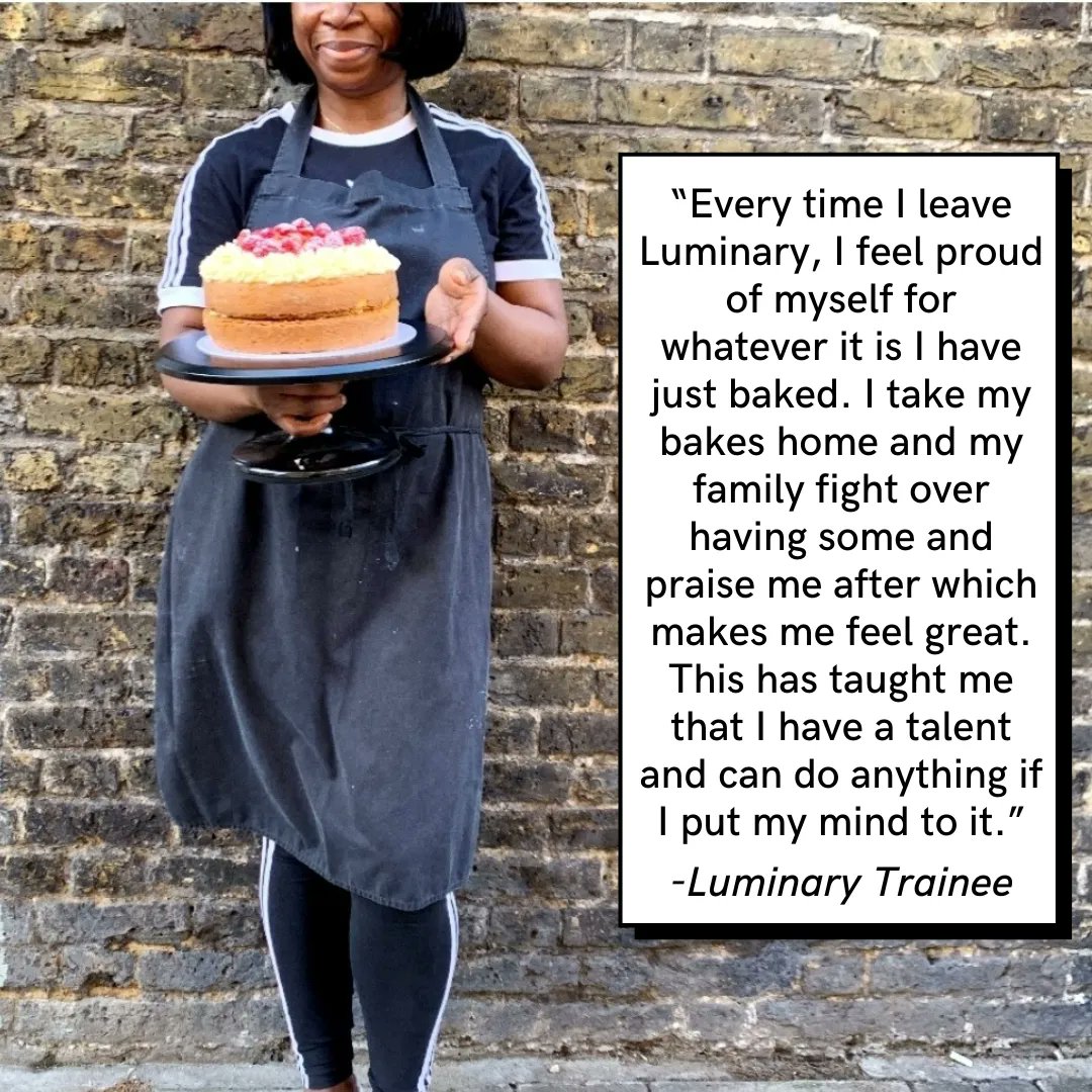 LuminaryBakery's tweet image. Last week was our baker&apos;s fourth week on the #LuminaryEmployabilityCourse and our trainees each baked &amp;amp; decorated their own Vicky Sponge. One trainee said, &quot;“Every time I leave Luminary, I feel proud of myself for whatever it is I have just baked.&quot;