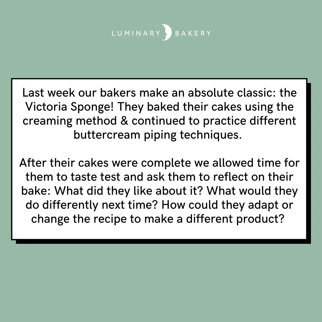 LuminaryBakery's tweet image. Last week was our baker&apos;s fourth week on the #LuminaryEmployabilityCourse and our trainees each baked &amp;amp; decorated their own Vicky Sponge. One trainee said, &quot;“Every time I leave Luminary, I feel proud of myself for whatever it is I have just baked.&quot;
